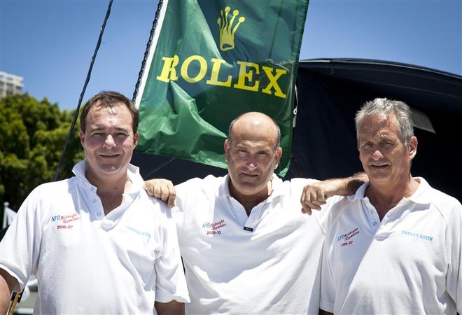 From left Michael Bencsik, Ed Psaltis, Bob Thomas, owners of AFR MIDNIGHT RAMBLER - Rolex Sydney Hobart Yacht Race 2011 ©  Rolex/Daniel Forster http://www.regattanews.com